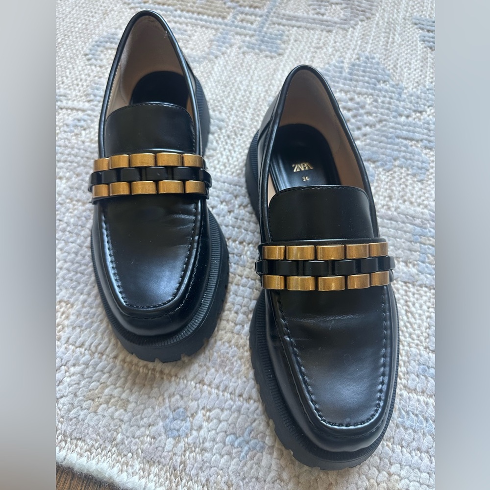 Zara black loafers size US 6